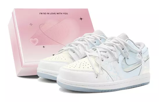 Кроссовки Air Jordan 1 Vintage Basketball Shoes Women's Low-top Yellow, голубой