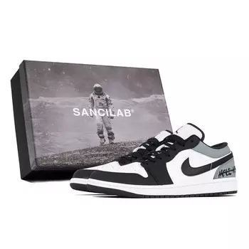 Кроссовки Air Jordan 1 Vintage Basketball Shoes Men Low-top White/gray/black, синий