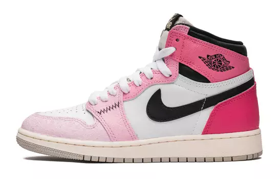Кроссовки Air Jordan 1 Vintage Basketball Shoes Women's High-top Black/Pink, розовый