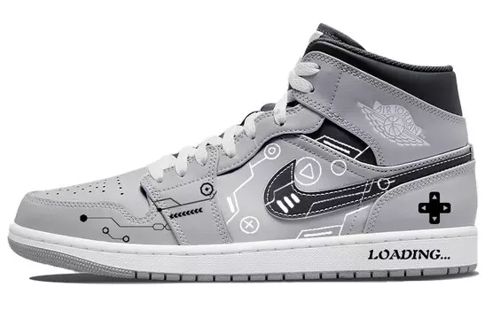 Кроссовки Air Jordan 1 Vintage Basketball Shoes Men Mid-top Grey/white, светло-серый