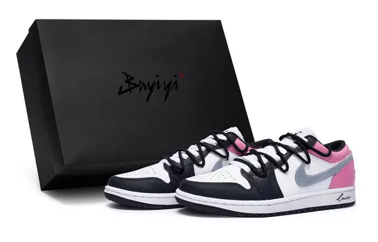 Кроссовки Air Jordan 1 Vintage Basketball Shoes Men Low-top Core Black / Cloud White / Team Shock Pink 2, черный