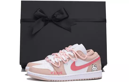 Кроссовки Air Jordan 1 Vintage Basketball Shoes Unisex Low-top White, розовый