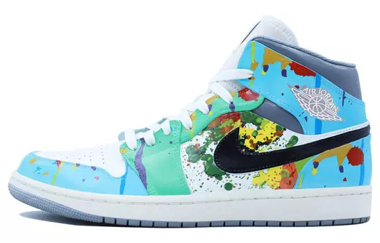 Кроссовки Air Jordan 1 Vintage Basketball Shoes Men Mid-top Blue/White, голубой