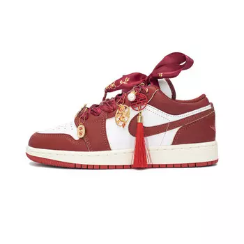 Кроссовки Air Jordan 1 Vintage Basketball Shoes Unisex Low-top White/red, белый/красный