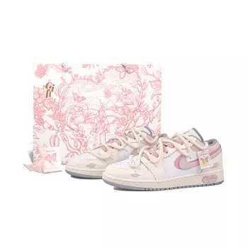 Кроссовки Air Jordan 1 Vintage Basketball Shoes Women's Low-top White, розовый