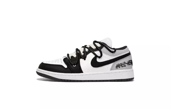 Кроссовки Air Jordan 1 Vintage Basketball Shoes Men Low-top Black/White/Gray, черный/белый/серый