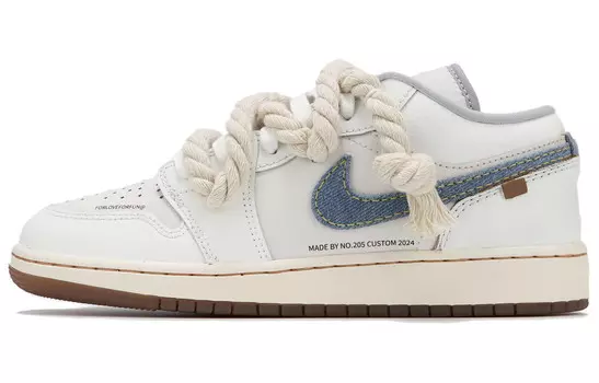 Кроссовки Air Jordan 1 Vintage Basketball Shoes Women's Low-top White Raw Gum, слоновая кость