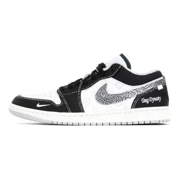 Кроссовки Air Jordan 1 Vintage Basketball Shoes Men Low-top Black/White/Silver, черный