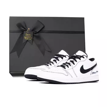 Кроссовки Air Jordan 1 Vintage Basketball Shoes Men Low-top White/black, черный/белый