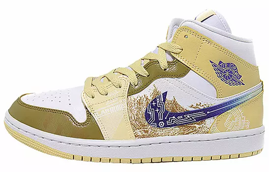 Кроссовки Air Jordan 1 Vintage Basketball Shoes Women's High-top White/yellow, цвет Earth Yellow