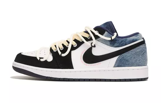 Кроссовки Air Jordan 1 Vintage Basketball Shoes Men Low-top Blue/Black/White, черный