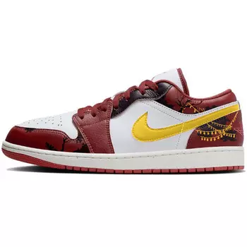 Кроссовки Air Jordan 1 Vintage Basketball Shoes Men Low-top Red/Gold, золотой