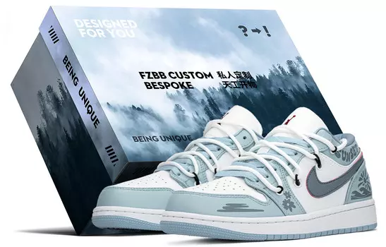 Кроссовки Air Jordan 1 Vintage Basketball Shoes Women's Low-top Gray/Blue, серый/синий