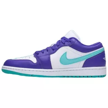 Кроссовки Air Jordan 1 Vintage Basketball Shoes Men Low-top White/Purple/Green, белый/фиолетовый/зеленый