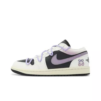 Кроссовки Air Jordan 1 Vintage Basketball Shoes Women's Low-top Black/Purple/Pink/Beige, фиолетовый
