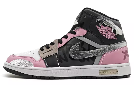 Кроссовки Air Jordan 1 Vintage Basketball Shoes Men Mid-top Black, розовый