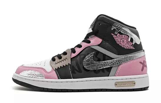 Кроссовки Air Jordan 1 Vintage Basketball Shoes Women's Mid-top Black, розовый