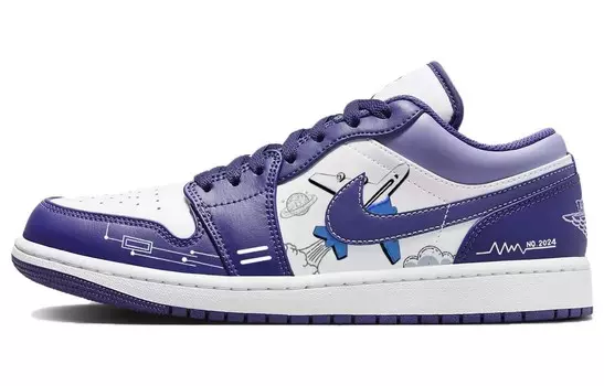 Кроссовки Air Jordan 1 Vintage Basketball Shoes Women's Low-top Purple/white, фиолетовый