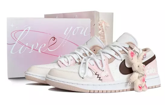 Кроссовки Air Jordan 1 Vintage Basketball Shoes Unisex Low-top Pink/white, розовый