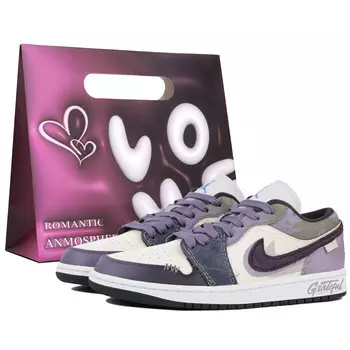 Кроссовки Air Jordan 1 Vintage Basketball Shoes Unisex Low-top White/purple, фиолетовый