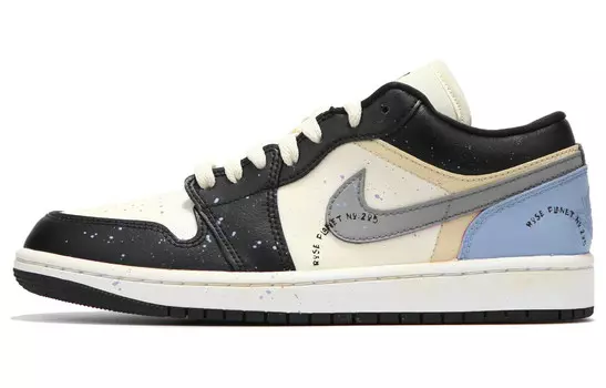 Кроссовки Air Jordan 1 Vintage Basketball Shoes Women's Low-top Black/Blue, голубой