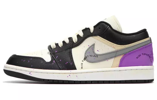 Кроссовки Air Jordan 1 Vintage Basketball Shoes Women's Low-top Black/Purple, фиолетовый