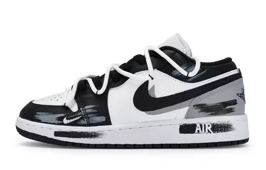 Кроссовки Air Jordan 1 Vintage Basketball Shoes Men Low-top Black/white/gray, черный/белый/серый