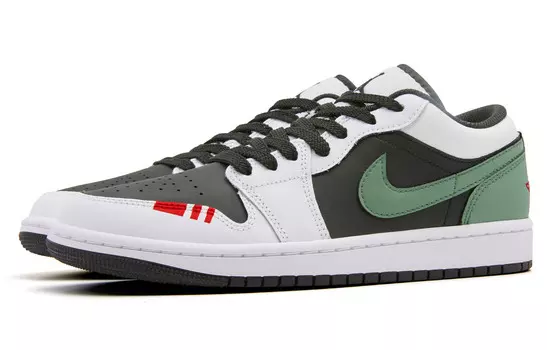 Кроссовки Air Jordan 1 Vintage Basketball Shoes Men Low-top White/Green/Black, зеленый