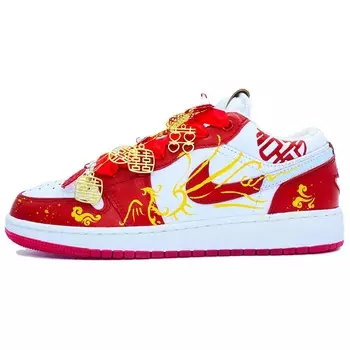 Кроссовки Air Jordan 1 Vintage Basketball Shoes Women's Low-top Gold/red/white, красный