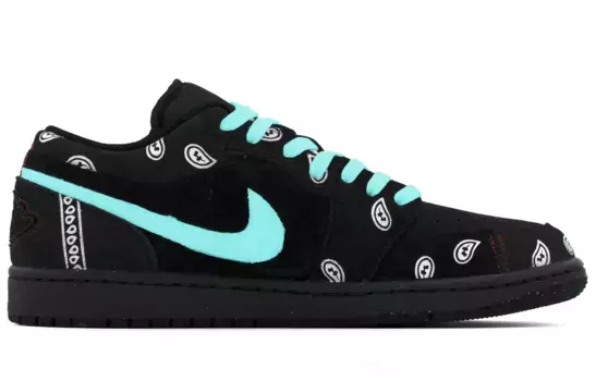Кроссовки Air Jordan 1 Vintage Basketball Shoes Men Low-top White/Black/Green, черный