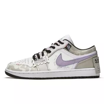 Кроссовки Air Jordan 1 Vintage Basketball Shoes Men Low-top Gray/Purple, фиолетовый