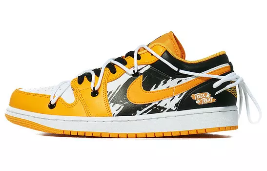 Кроссовки Air Jordan 1 Vintage Basketball Shoes Men Low-top Black/white/orange, оранжевый/красный