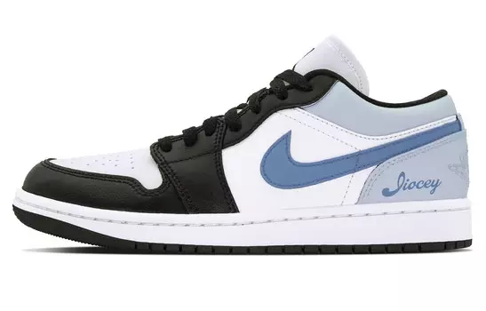 Кроссовки Air Jordan 1 Vintage Basketball Shoes Women's Low-top Black/white/blue, черный/синий
