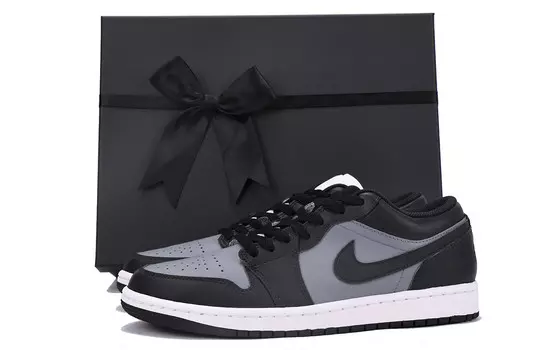 Кроссовки Air Jordan 1 Vintage Basketball Shoes Men Low-top Dark Gray, черный/серый