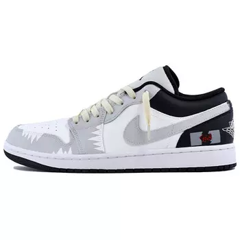 Кроссовки Air Jordan 1 Vintage Basketball Shoes Men Low-top Black/white/gray, черный/белый/серый