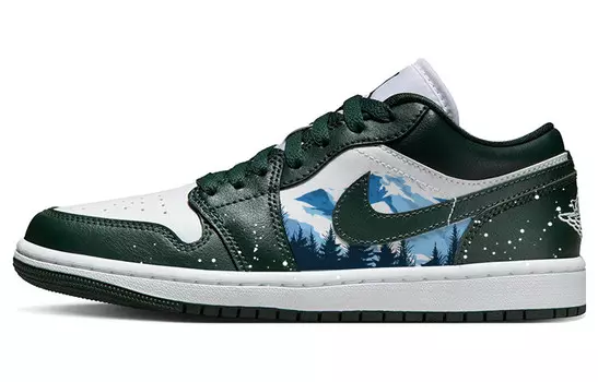 Кроссовки Air Jordan 1 Vintage Basketball Shoes Women's Low-top Green/White, зеленый