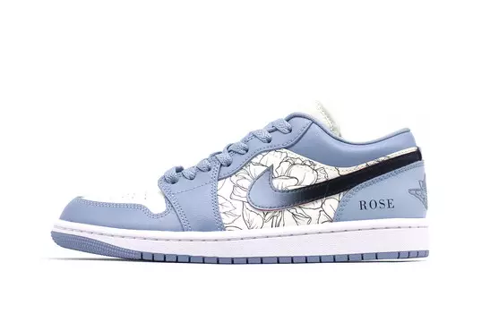 Кроссовки Air Jordan 1 Vintage Basketball Shoes Women's Low-top Blue/white/black, синий/белый