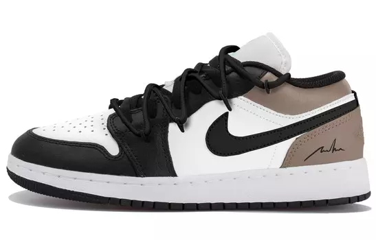 Кроссовки Air Jordan 1 Vintage Basketball Shoes Women's Low-top Black/White/Brown, белый