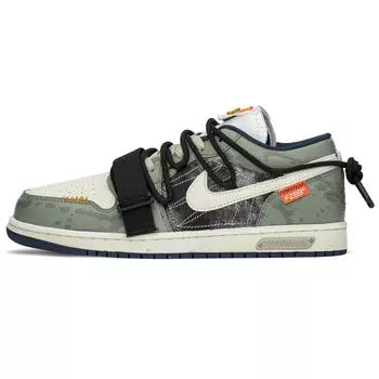 Кроссовки Air Jordan 1 Vintage Basketball Shoes Men Low-top Black/green, черный