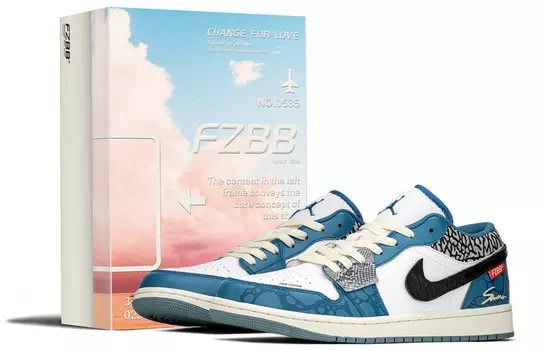 Кроссовки Air Jordan 1 Vintage Basketball Shoes Men Low-top Black/white/blue, черный
