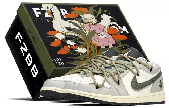 Кроссовки Air Jordan 1 Vintage Basketball Shoes Women's Low-top Green, зеленый
