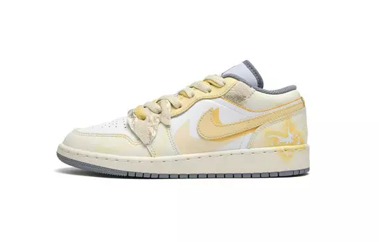 Кроссовки Air Jordan 1 Vintage Basketball Shoes Women's Low-top White, желтый