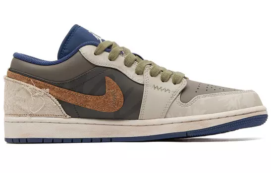 Кроссовки Air Jordan 1 Vintage Basketball Shoes Men Low-top Grey/Black, темно-серый