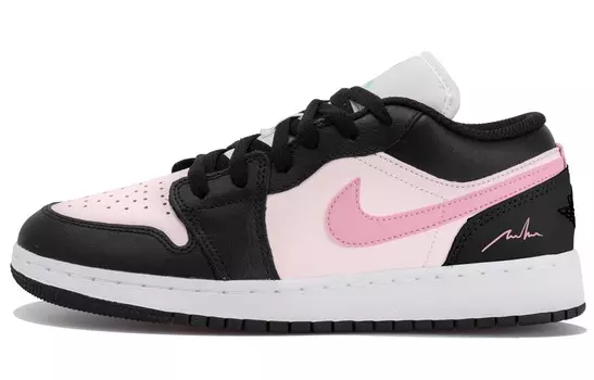 Кроссовки Air Jordan 1 Vintage Basketball Shoes Women's Low-top White/black/pink, розовый