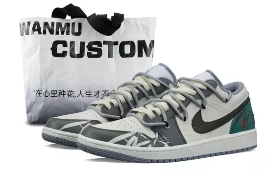 Кроссовки Air Jordan 1 Vintage Basketball Shoes Men Low-top Grey/Green, зеленый