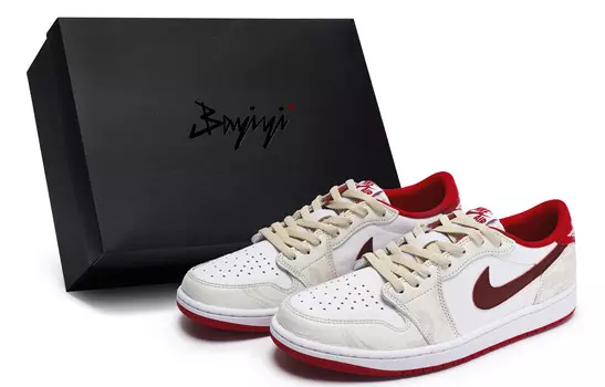 Кроссовки Air Jordan 1 Vintage Basketball Shoes Unisex Low-top Red, белый/красный
