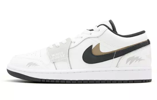 Кроссовки Air Jordan 1 Vintage Basketball Shoes Men Low-top White/black, черный/белый