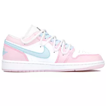 Кроссовки Air Jordan 1 Vintage Basketball Shoes Unisex Low-top White/Blue/Pink, розовый