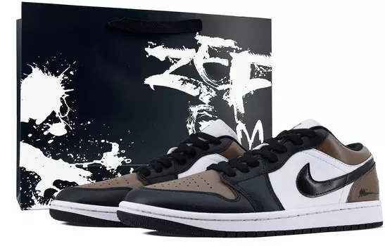 Кроссовки Air Jordan 1 Vintage Basketball Shoes Men Low-top Black/Brown, коричневый