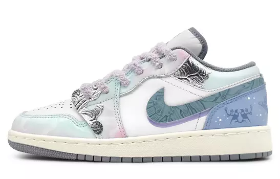 Кроссовки Air Jordan 1 Vintage Basketball Shoes Men Low-top White/pink, голубой